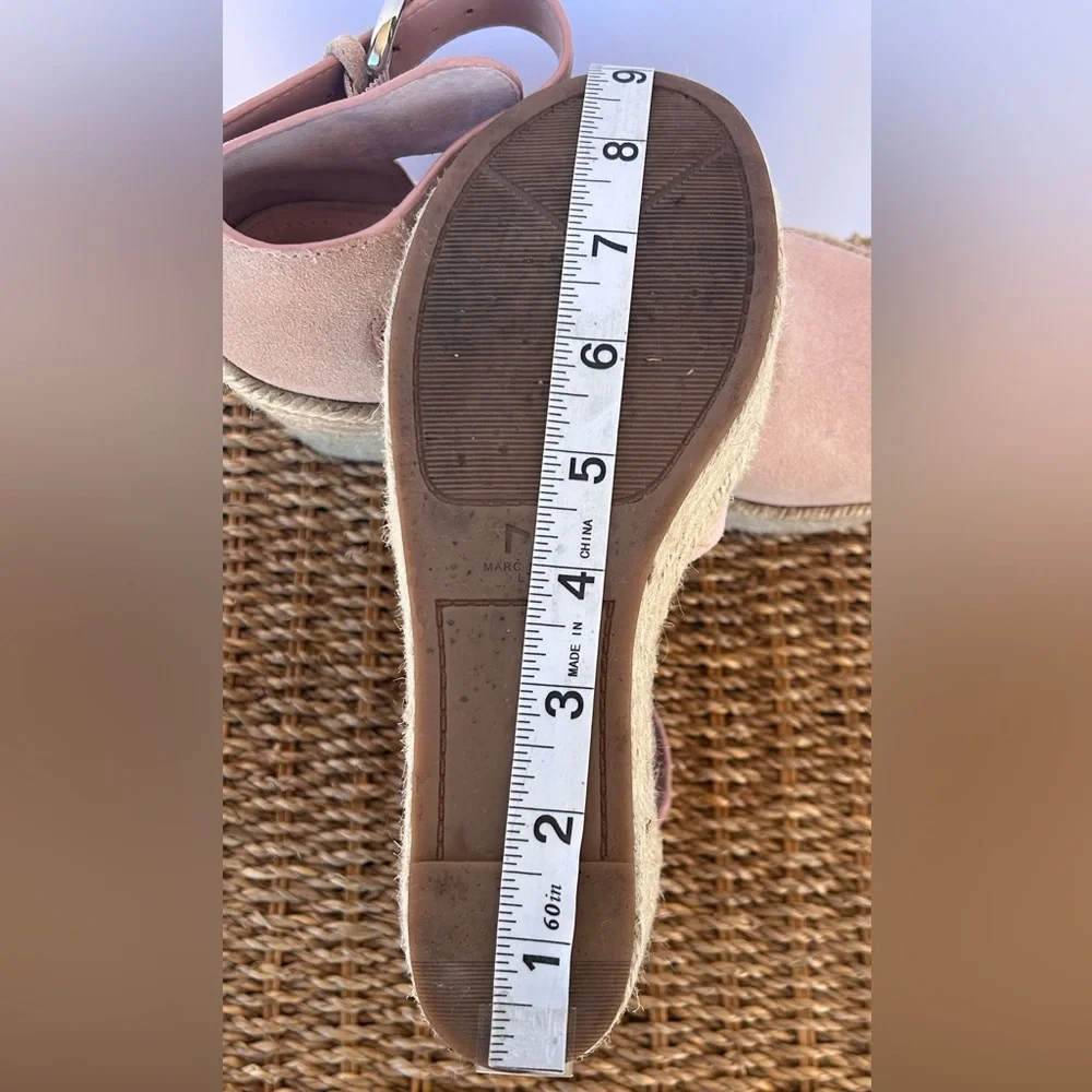 Marc Fisher Pink Suede Espadrille Wedge Sandals
